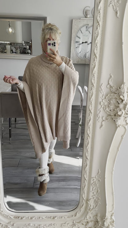 Cora Thin knit High Neck Poncho