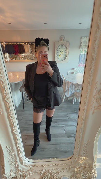 Faye satin lace shorts