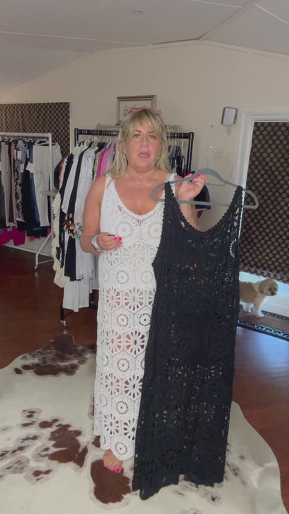 Amanda maxi crochet vest dress
