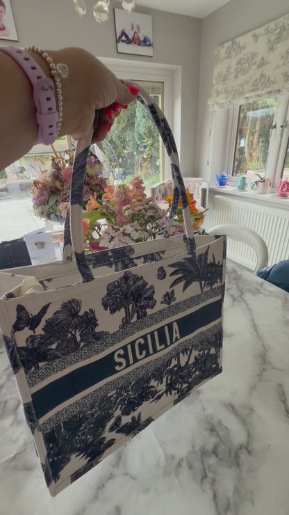 Fiori shopper bag with Sicilia slogan