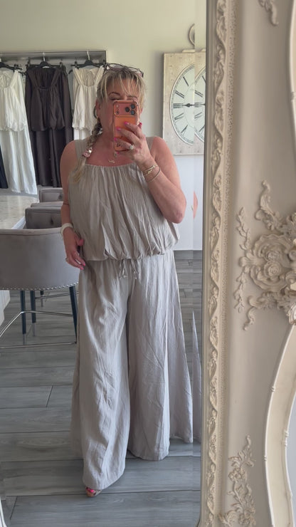 Sydney wide leg 2 piece set bubble vest top