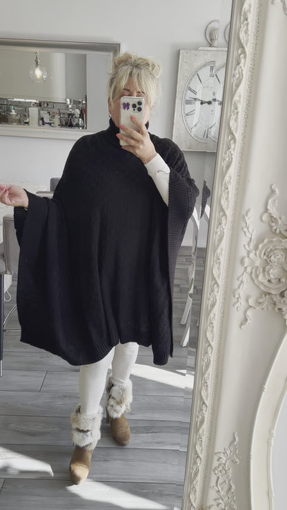 Cora Thin knit High Neck Poncho