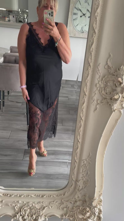 Keely satin lace dress